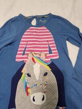 MINI BODEN Fan Favorite Embroidered Appliqué Girl Riding Horse Dress